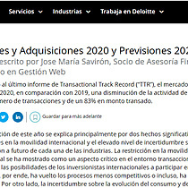 Fusiones y Adquisiciones 2020 y Previsiones 2021
